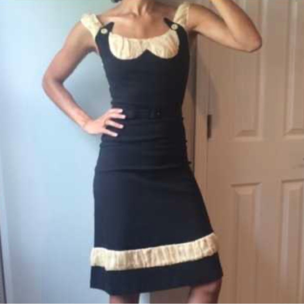 Tatyana Bernadette Black and Cream 1950’s Pinup Rockabilly Dress Xsmall